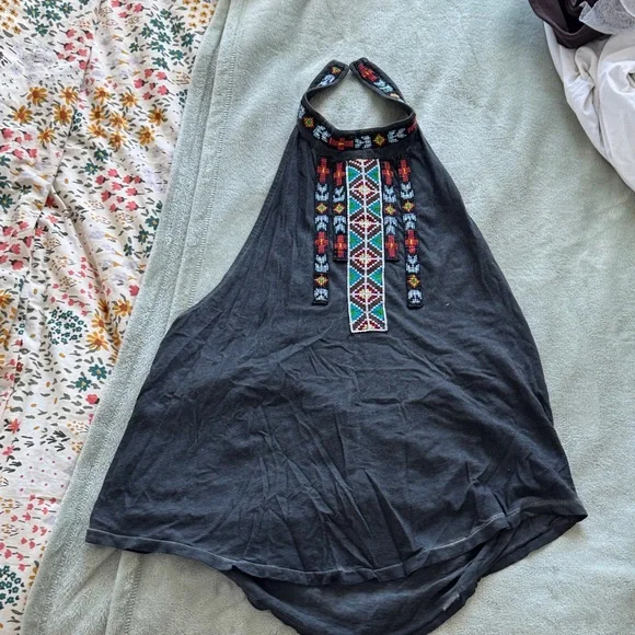 Embroidered Beaded Halter Top - Picture 1 of 5